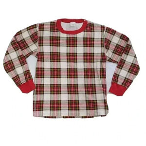 Hanna Andersson Adult Unisex Long John Pajama Top Sz M Family Holiday Plaid Red